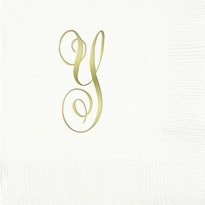 3-Ply White Beverage Napkins - Gold Antoinette - Y
