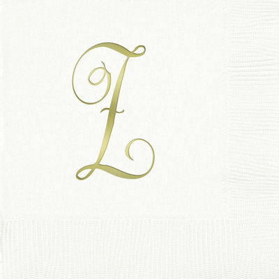 3-Ply White Beverage Napkins - Gold Antoinette - Z