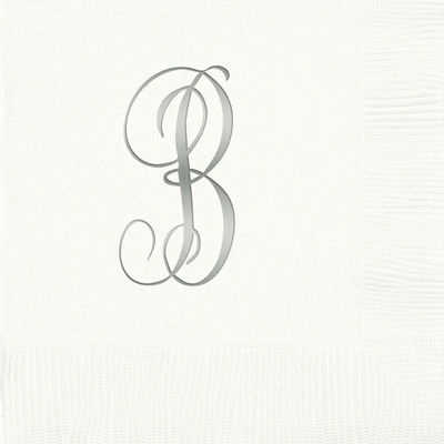 3-Ply White Beverage Napkins - Silver Antoinette - B