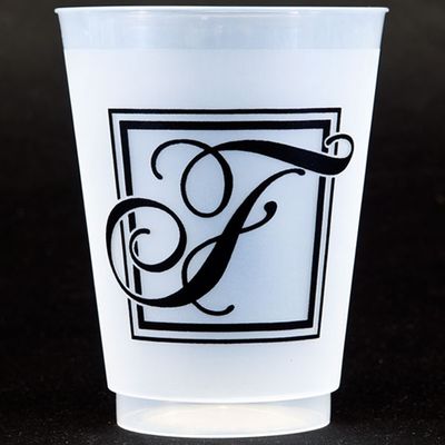 Black Majestic Shatterproof Initial Cups - F