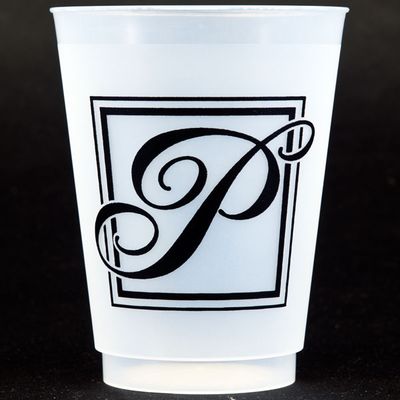 Black Majestic Shatterproof Initial Cups - P