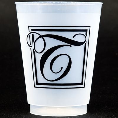 Black Majestic Shatterproof Initial Cups - T