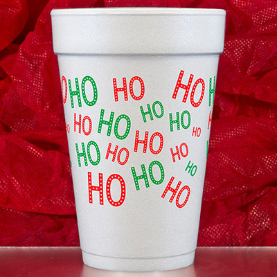 Scattered Ho Ho Ho Christmas Cups