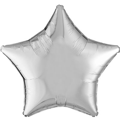 Metallic Silver 18-inch Star Mylar Balloons - 10ct