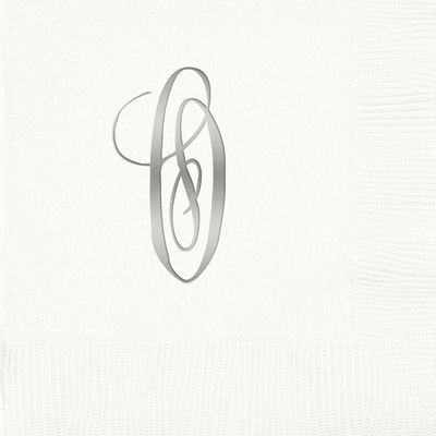 3-Ply White Beverage Napkins - Silver Antoinette - O