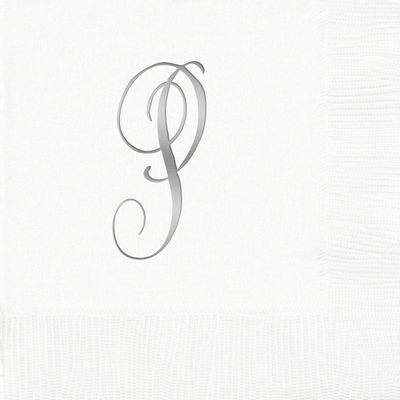 3-Ply White Beverage Napkins - Silver Antoinette - P