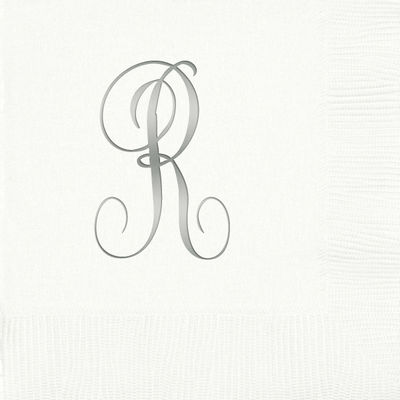 3-Ply White Beverage Napkins - Silver Antoinette - R