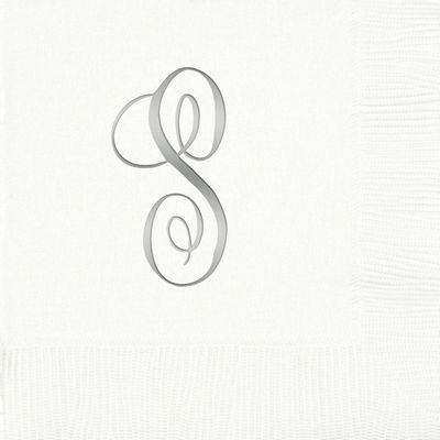 3-Ply White Beverage Napkins - Silver Antoinette - S