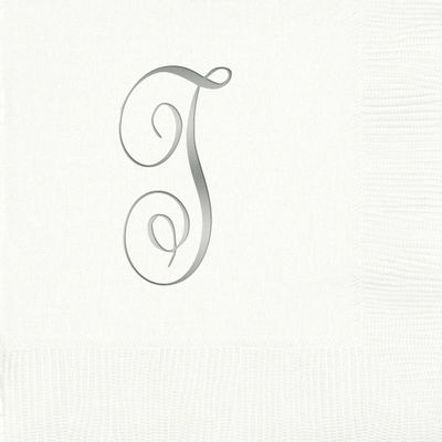 3-Ply White Beverage Napkins - Silver Antoinette - T
