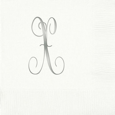 3-Ply White Beverage Napkins - Silver Antoinette - X
