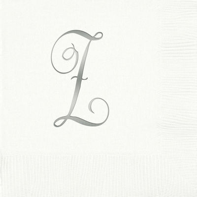 3-Ply White Beverage Napkins - Silver Antoinette - Z