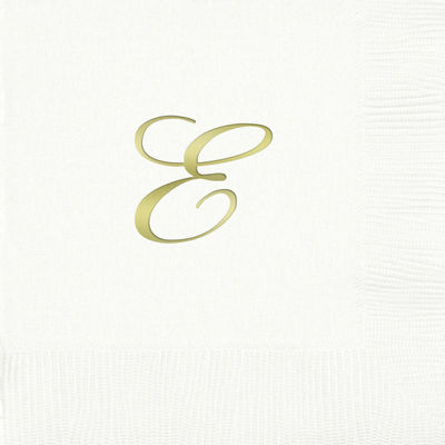 3-Ply White Beverage Napkins - Gold Quill - E