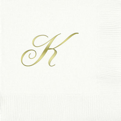 3-Ply White Beverage Napkins - Gold Quill - K