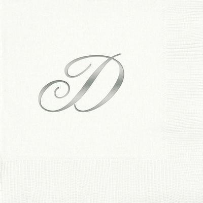 3-Ply White Beverage Napkins - Silver Quill - D