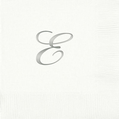 3-Ply White Beverage Napkins - Silver Quill - E