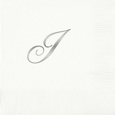 3-Ply White Beverage Napkins - Silver Quill - I