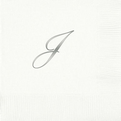 3-Ply White Beverage Napkins - Silver Quill - J