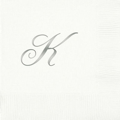 3-Ply White Beverage Napkins - Silver Quill - K