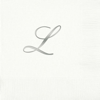 3-Ply White Beverage Napkins - Silver Quill - L
