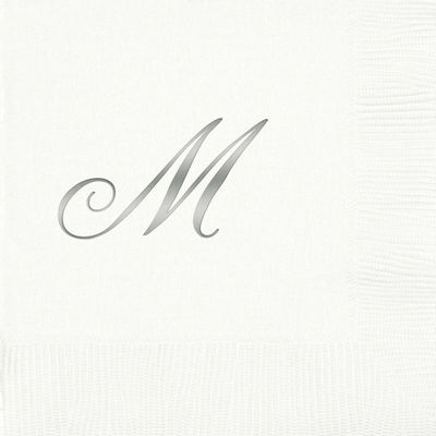3-Ply White Beverage Napkins - Silver Quill - M