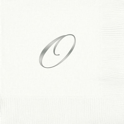3-Ply White Beverage Napkins - Silver Quill - O