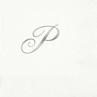 3-Ply White Beverage Napkins - Silver Quill - P