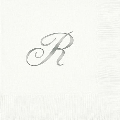 3-Ply White Beverage Napkins - Silver Quill - R