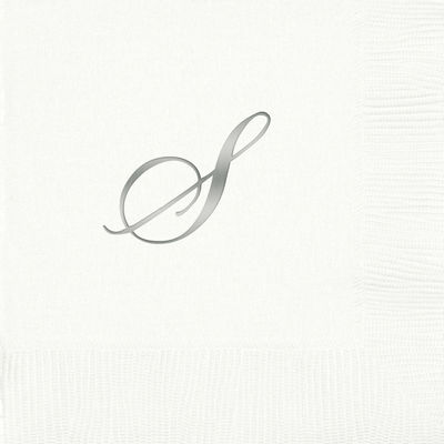 3-Ply White Beverage Napkins - Silver Quill - S