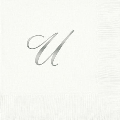3-Ply White Beverage Napkins - Silver Quill - U