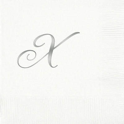 3-Ply White Beverage Napkins - Silver Quill - X