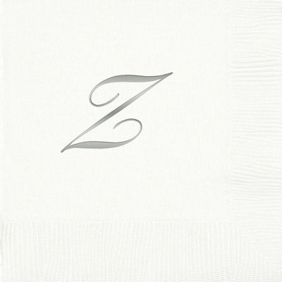 3-Ply White Beverage Napkins - Silver Quill - Z