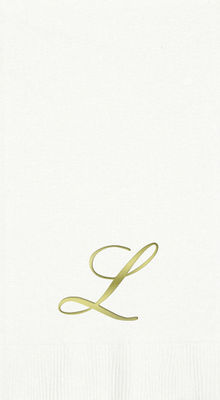 3-Ply White Guest Towels - Gold Quill - L