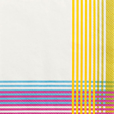 Cross Beverage Napkins - White Yellow