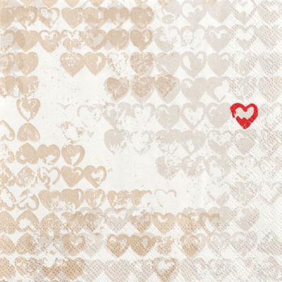 Little Heart Beverage Napkins - Tan