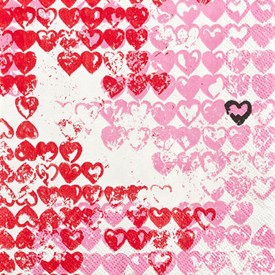 Little Heart Beverage Napkins - Red