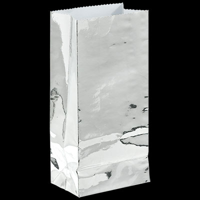 Silver Small Paper Treat Bags - 25ct